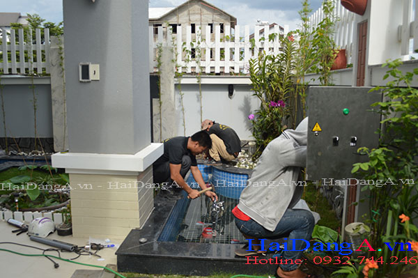 Thi công lắp đặt đài phun nước tại sân vườn nhà chị Thủy Quận 9 TPHCM