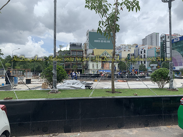 Tổng thể quảng trường công viên Khánh Hội đang thi công hệ thống nhạc nước