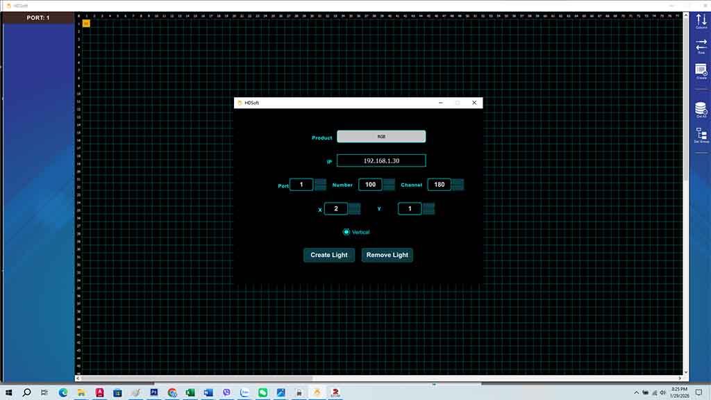 Giao diện cài đặt địa chỉ của Phần mềm điều khiển nhạc nước HDSoft