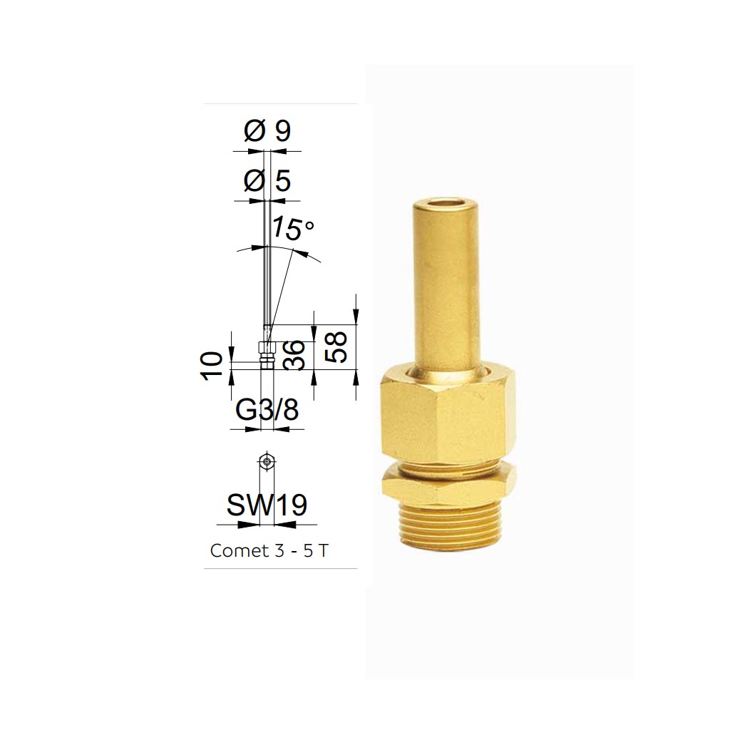 Đầu phun nước Comet có rãnh tạo luồng vật liệu đồng Comet 3 – 5 T