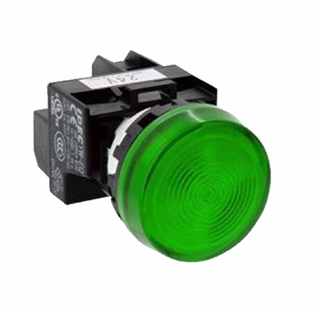 Đèn báo pha IDEC YW1P-1EQM3R 220V 22mm chính hãng màu xanh lá