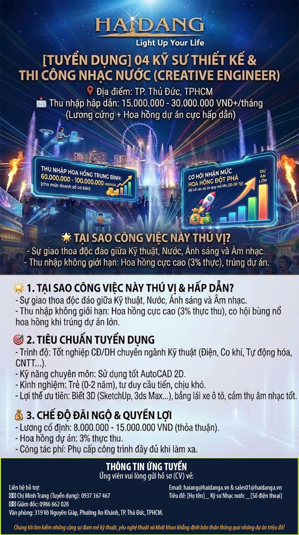 TUYỂN DỤNG KỸ SƯ THIẾT KẾ VÀ THI CÔNG NHẠC NƯỚC