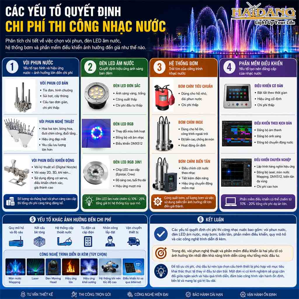 Các yếu tố quyết định chi phí thi công nhạc nước
