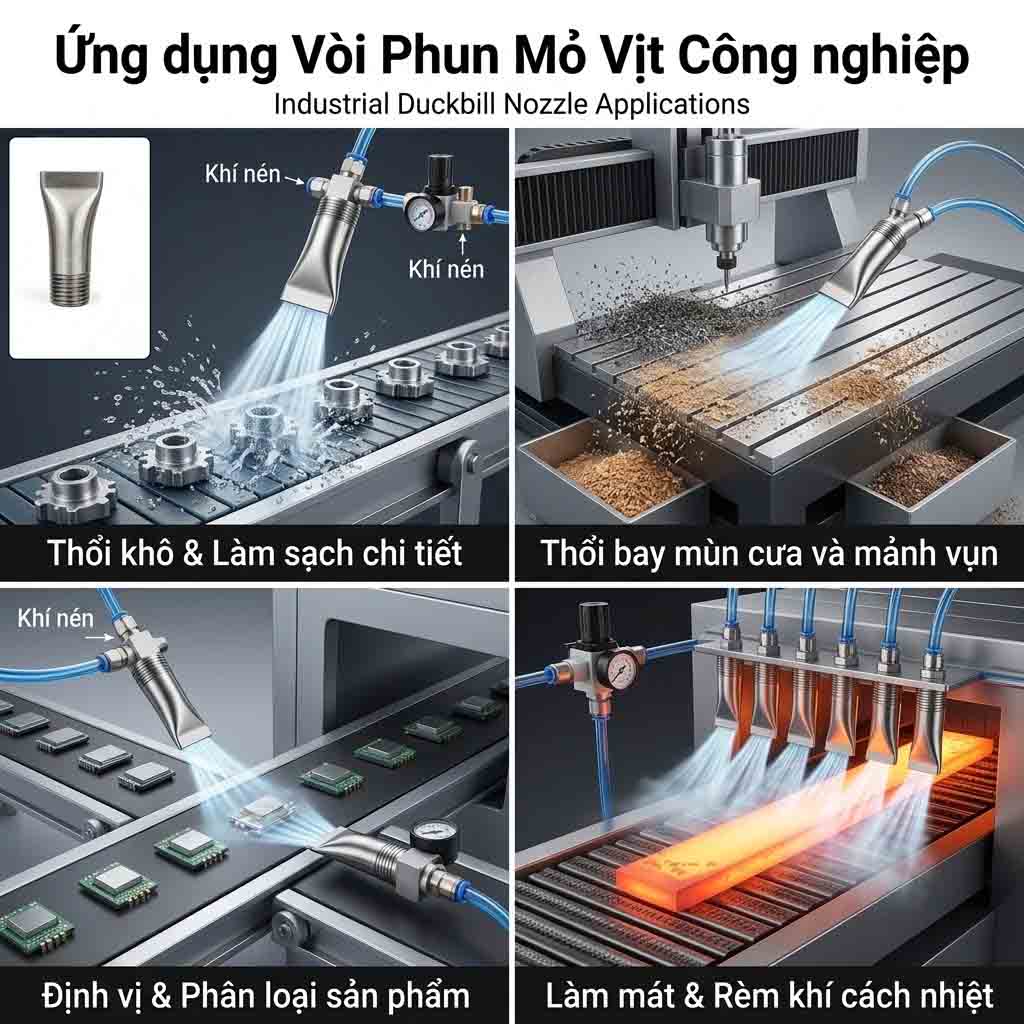 Ứng dụng của Đầu Béc Phun Mỏ Vịt Bằng Thép Không Gỉ SS304