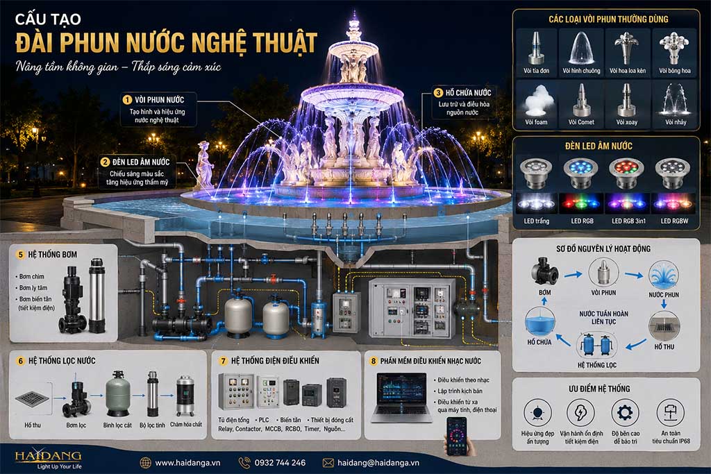 Cấu tạo đài phun nước nghệ thuật đầy đủ chi tiết