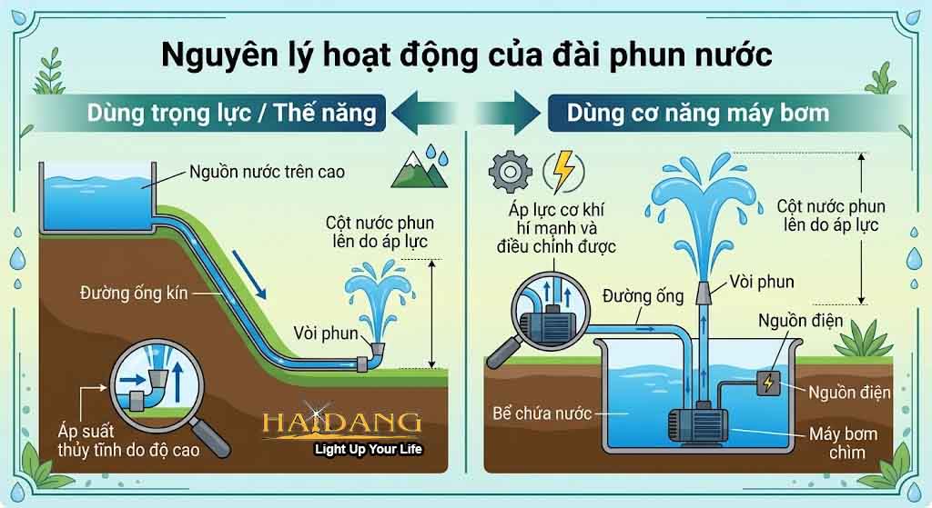 Nguyên lý hoạt động của đài phun nước nghệ thuật