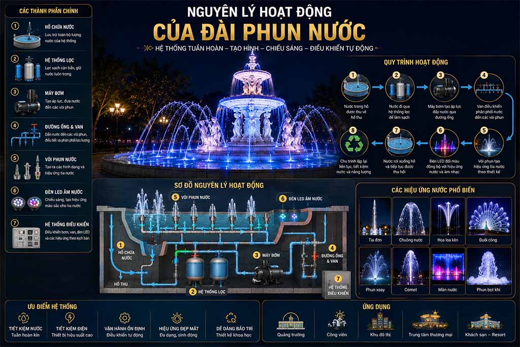 Nguyên lý hoạt động của đài phun nước