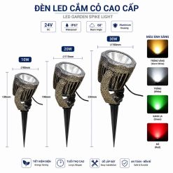 Đèn vỏ giả đá cắm cỏ chiếu tường rọi cột 220 V hoặc 24 V