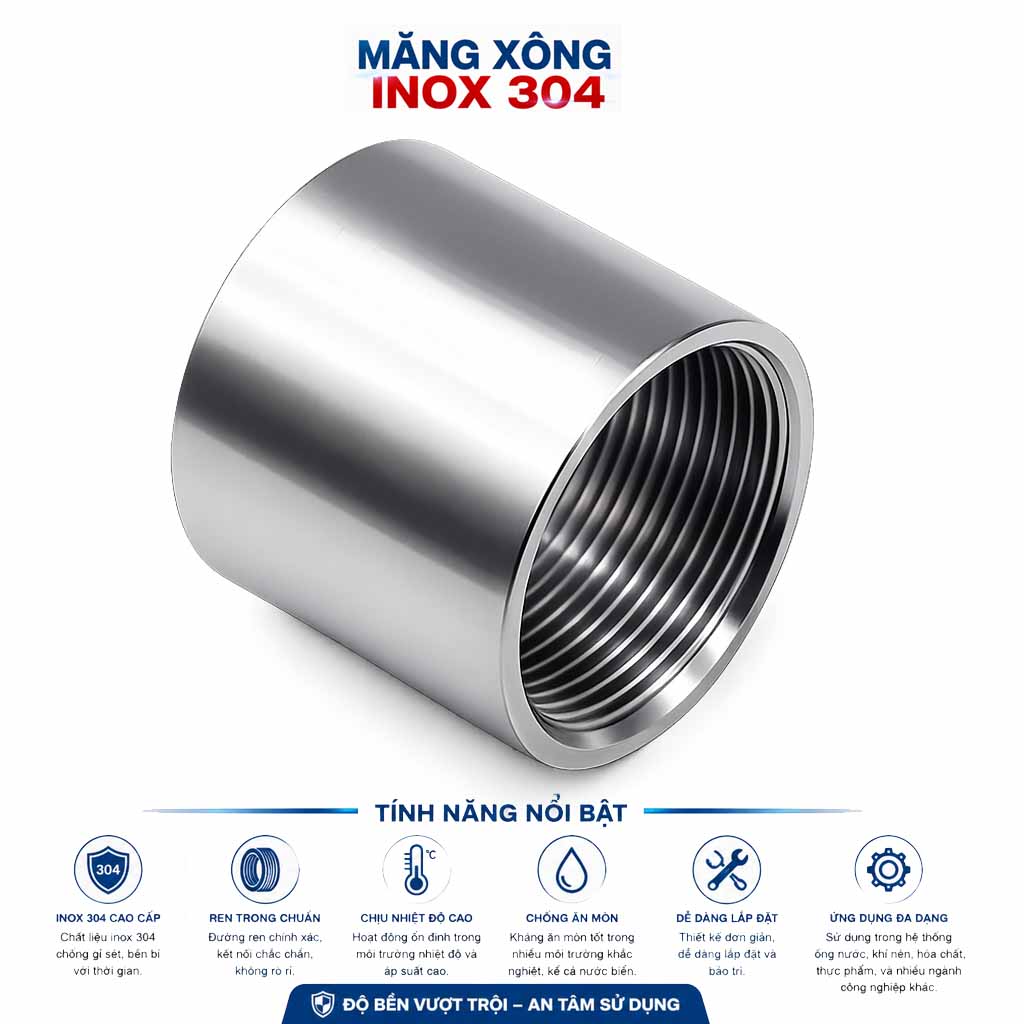 Măng xông inox 304 D21 D27 D34 D42 D49 D60 D90