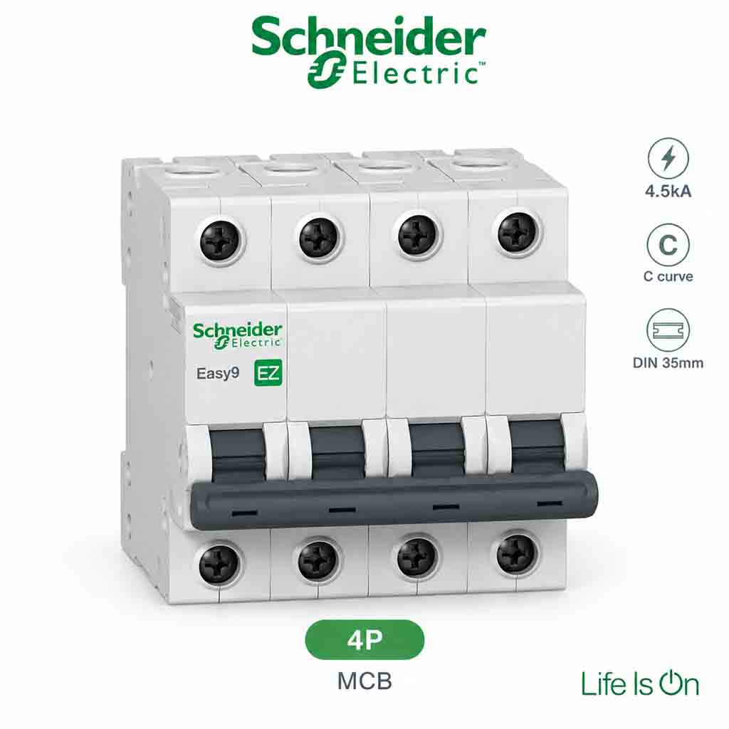 MCB Schneider 4P Easy9 45kA - Cầu dao tự động